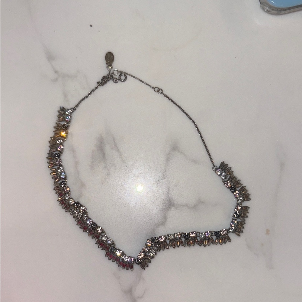 LOFT Silver-Tone Multicolored Crystal Collar Necklace